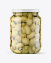 Clear Glass Jar with Champignons Mockup