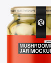 Clear Glass Jar with Champignons Mockup