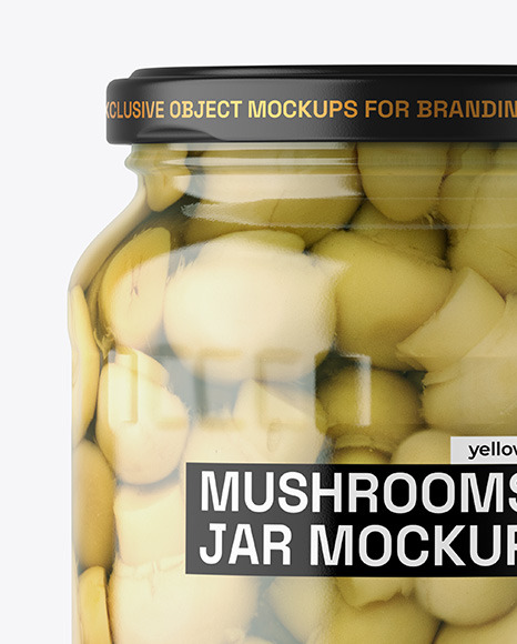 Clear Glass Jar with Champignons Mockup