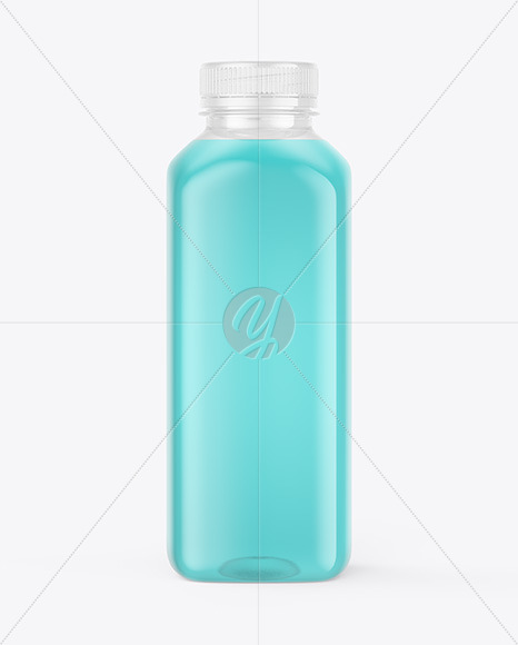 Square Bottle with Soft Drink Mockup