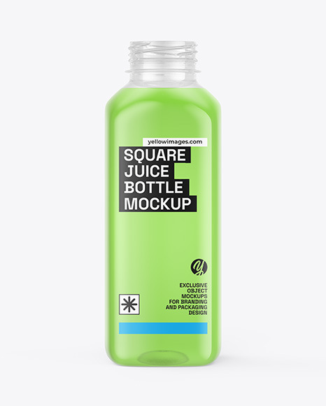 Square Bottle with Soft Drink Mockup