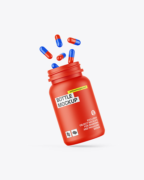 Matte Bottle W/ Pills Mockup