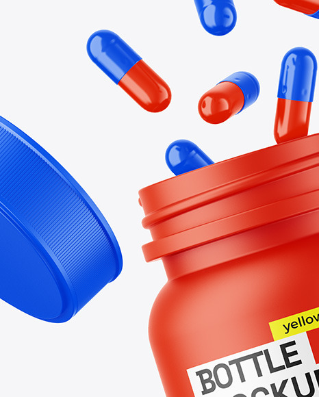 Matte Bottle W/ Pills Mockup