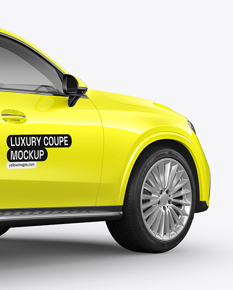 Luxury Coupe Mockup - Back Half Side View