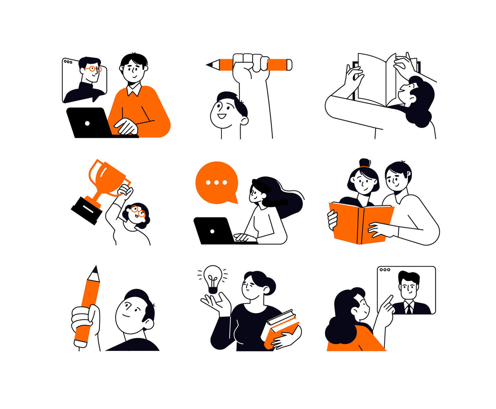 Set of People Vector Illustrations Education 1 Set of People Vector Illustrations Education 1
