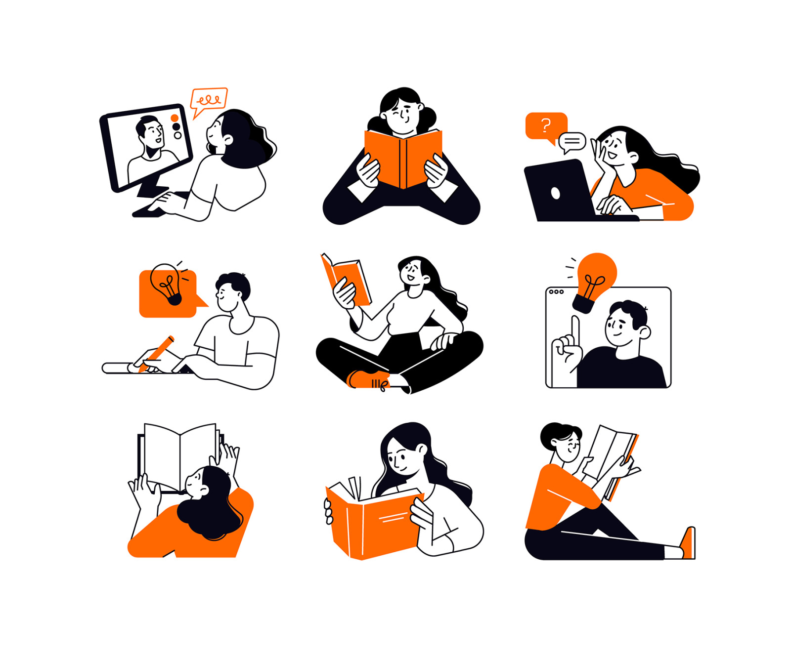 Set of People Vector Illustrations Education 1 Set of People Vector Illustrations Education 1