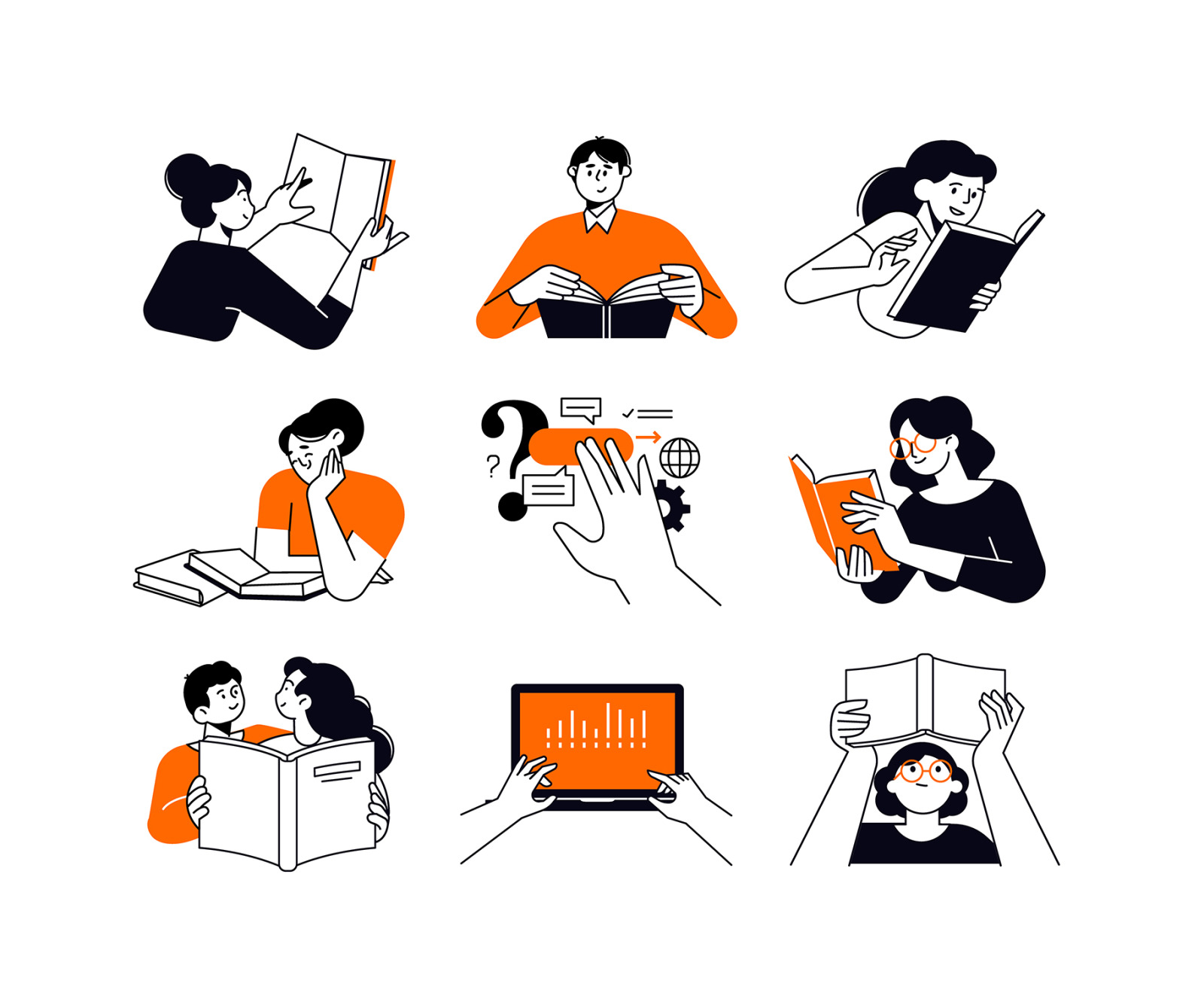 Set of People Vector Illustrations Education 2