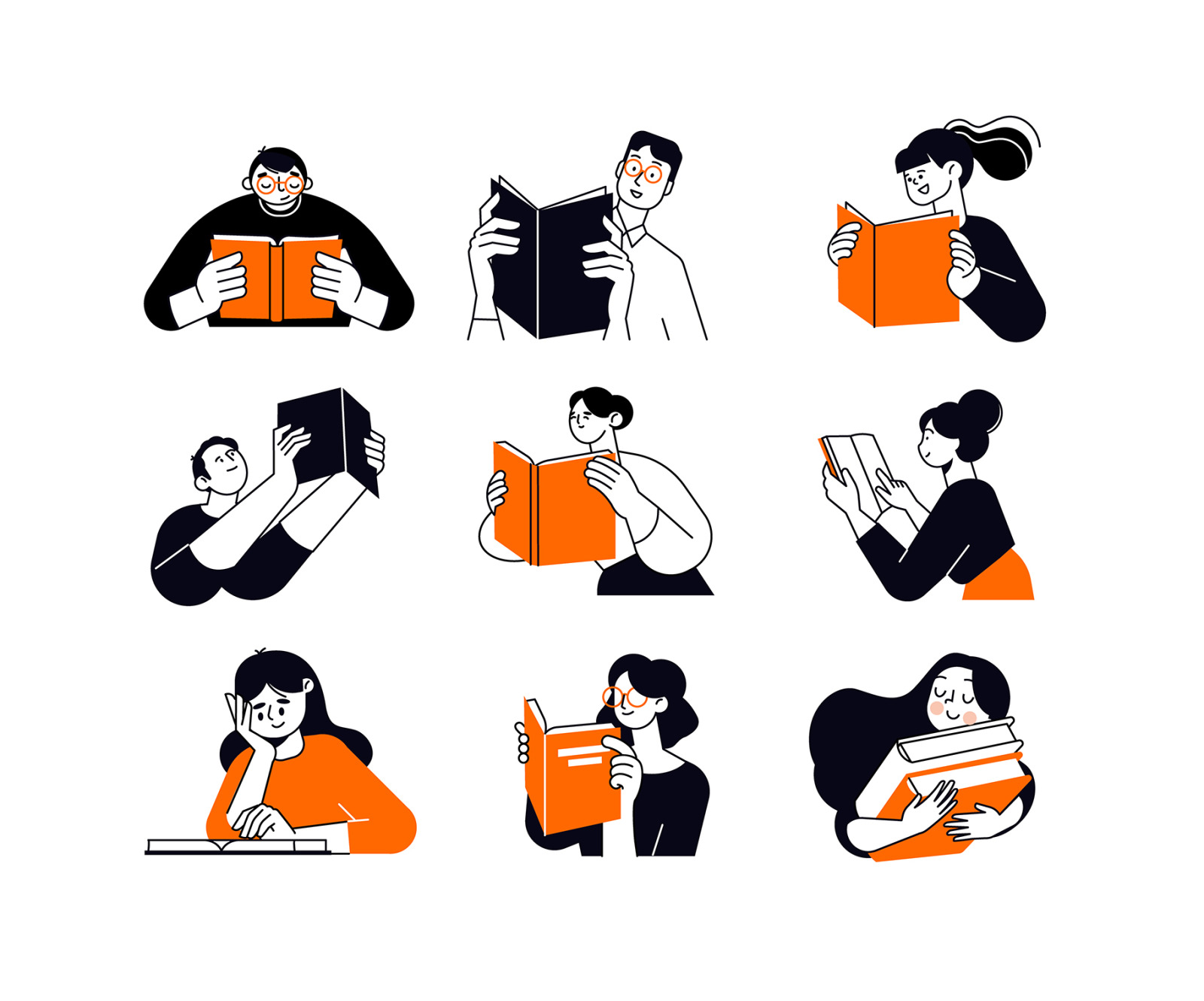 Set of People Vector Illustrations Education 3