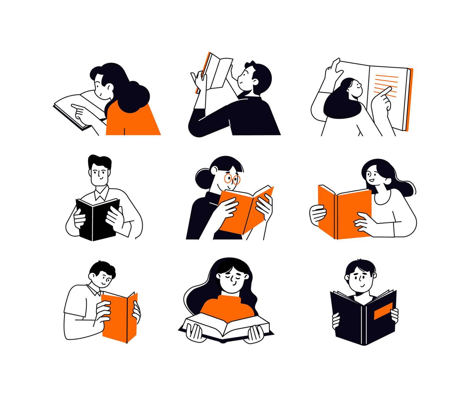 Set of People Vector Illustrations Education 3