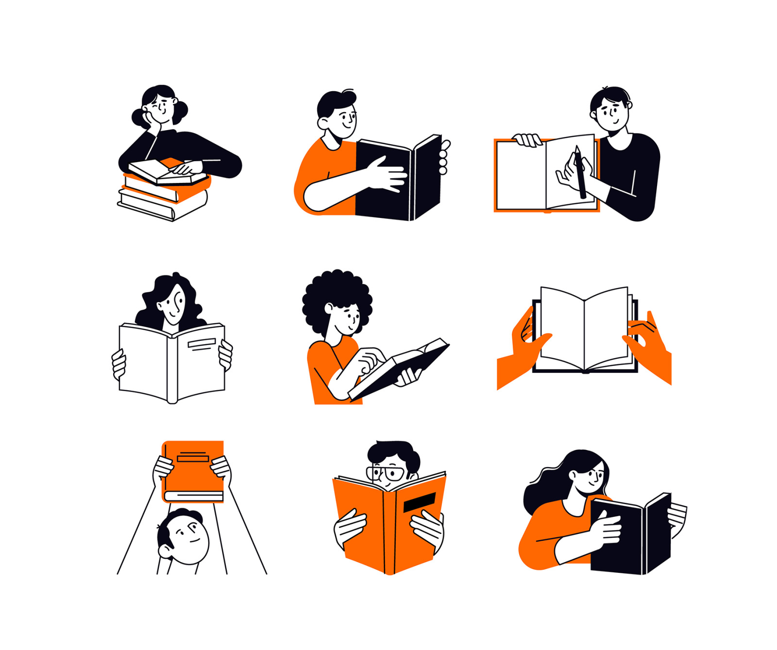 Set of People Vector Illustrations Education 3