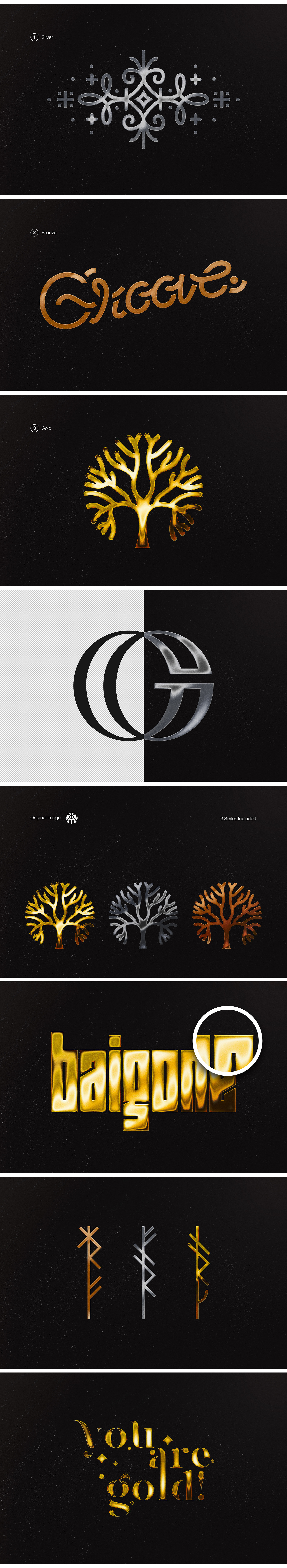Gold, Bronze & Silver Chrome Effect Gold, Bronze & Silver Chrome Effect