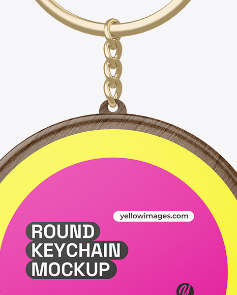 Round Wooden Keychain Mockup