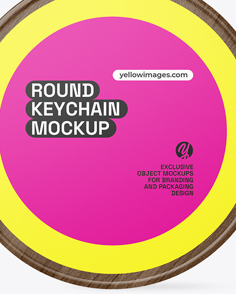 Round Wooden Keychain Mockup