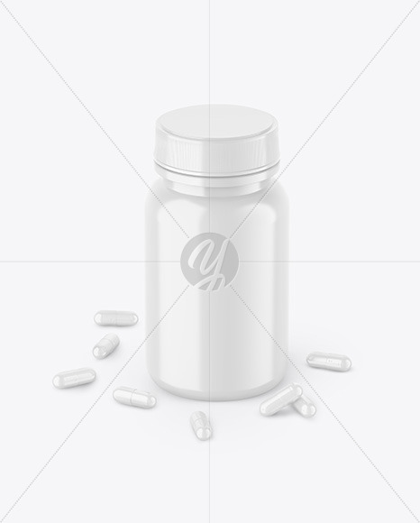 Glossy Bottle W/ Pills Mockup