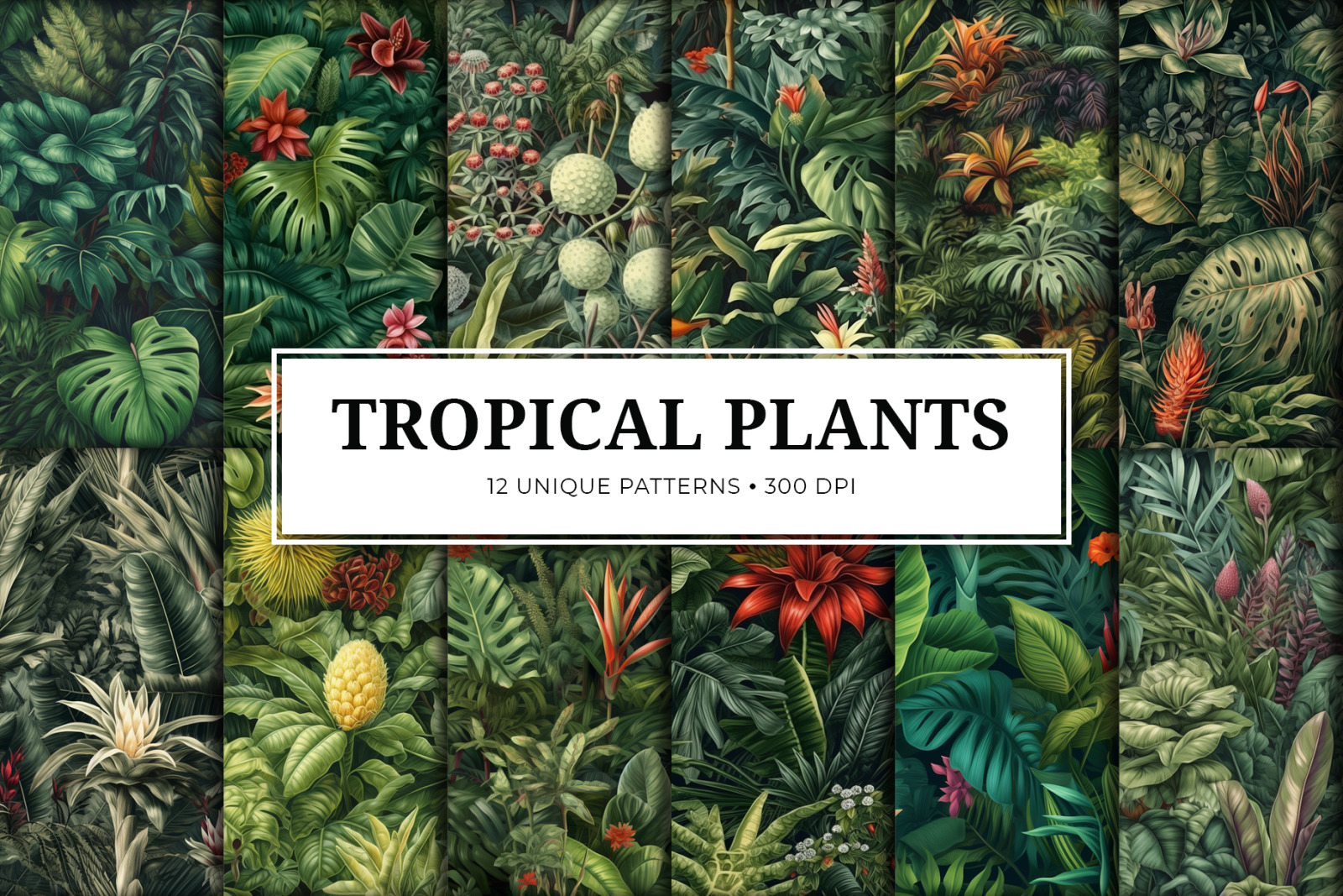 Tropical Plants Patterns - Set 01 Tropical Plants Patterns - Set 01