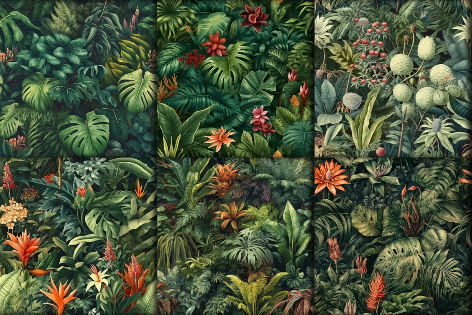 Tropical Plants Patterns - Set 01 Tropical Plants Patterns - Set 01