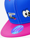 Flying Snapback Cap w/ Sticker Mockup