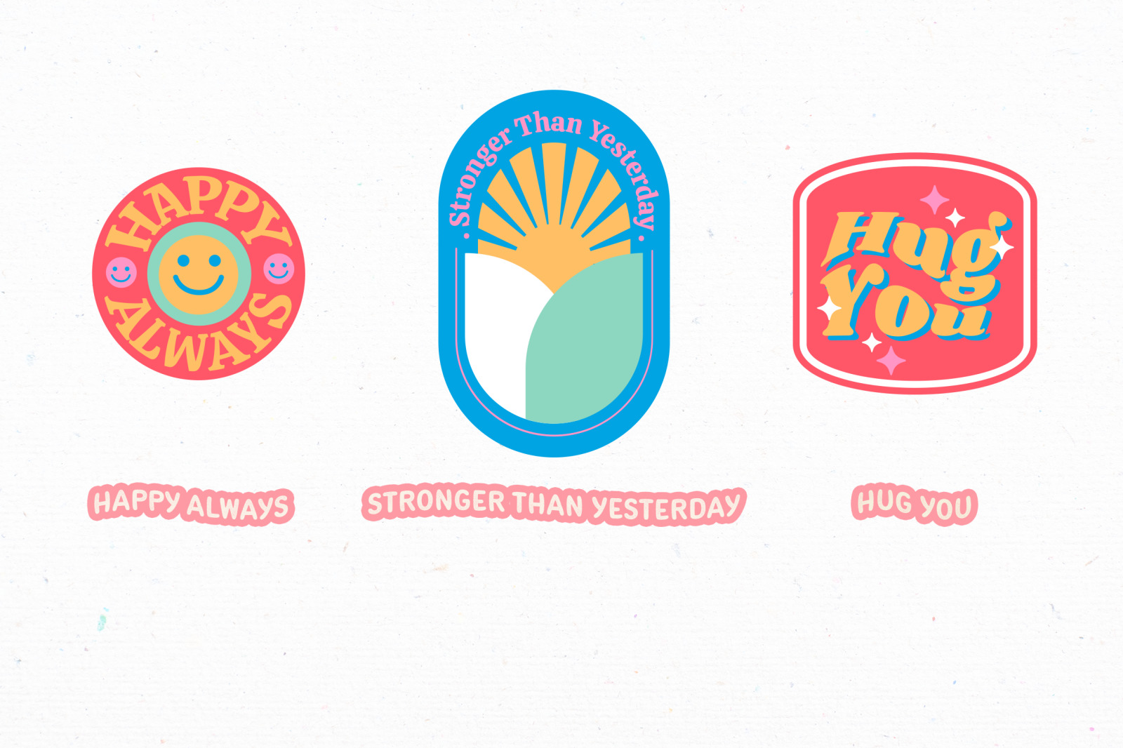 Bright Retro Sticker Elements Set Bright Retro Sticker Elements Set