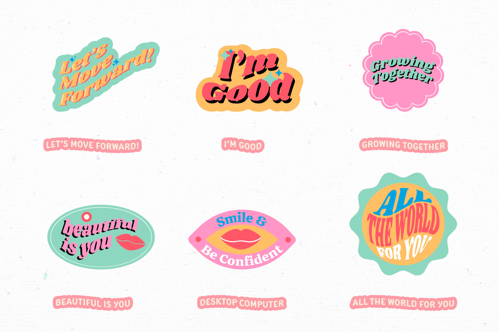 Bright Retro Sticker Elements Set Bright Retro Sticker Elements Set