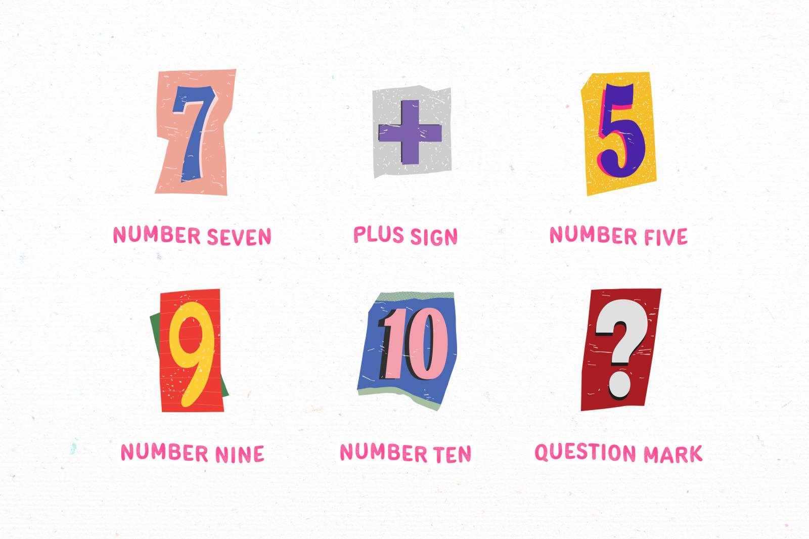 Colorful Magazine Cut-out Numbers Elements Set