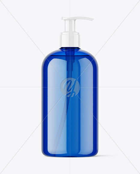 Blue Plastic Bottle w/ Pump Mockup