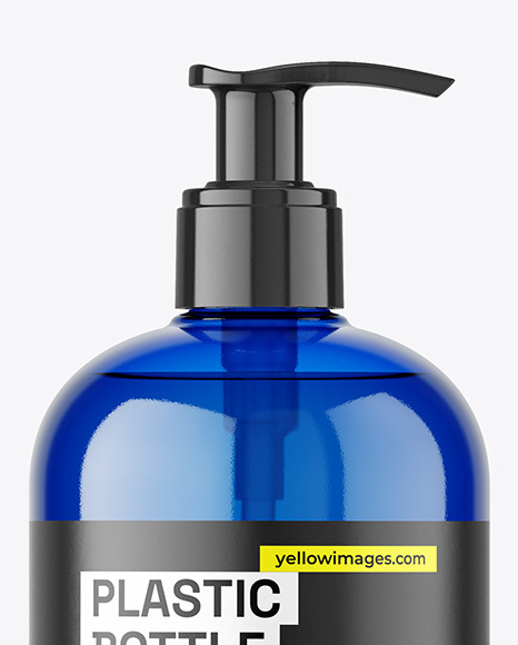 Blue Plastic Bottle w/ Pump Mockup