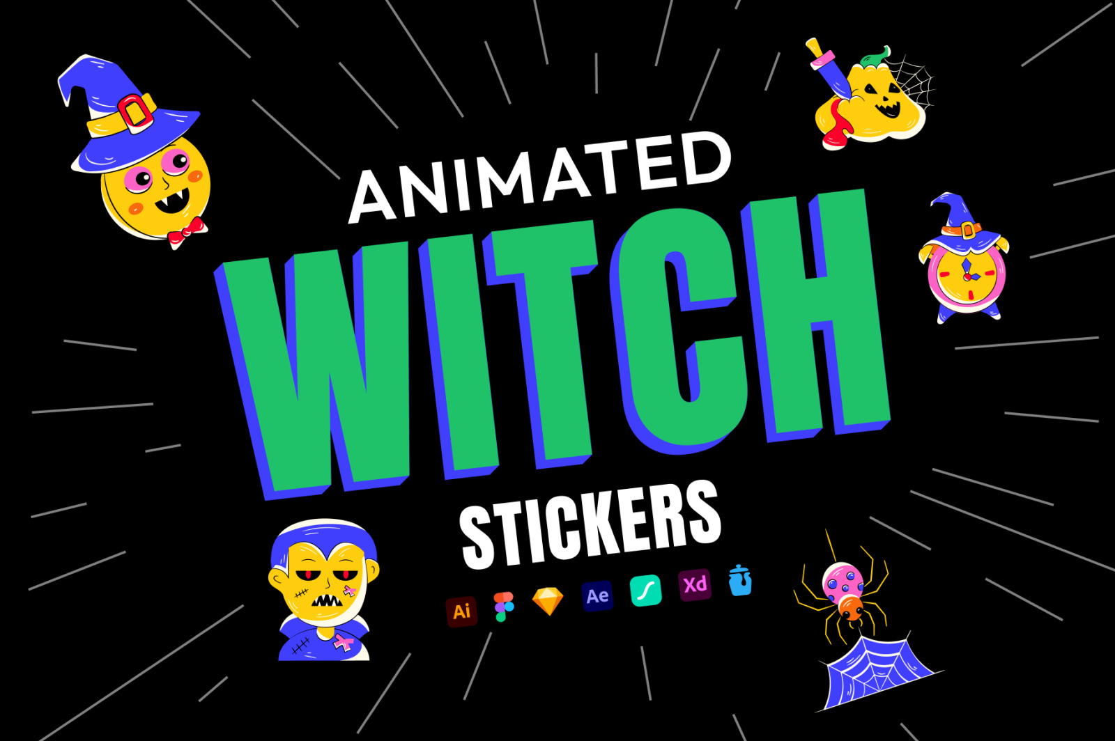 Animated Witch Stickers