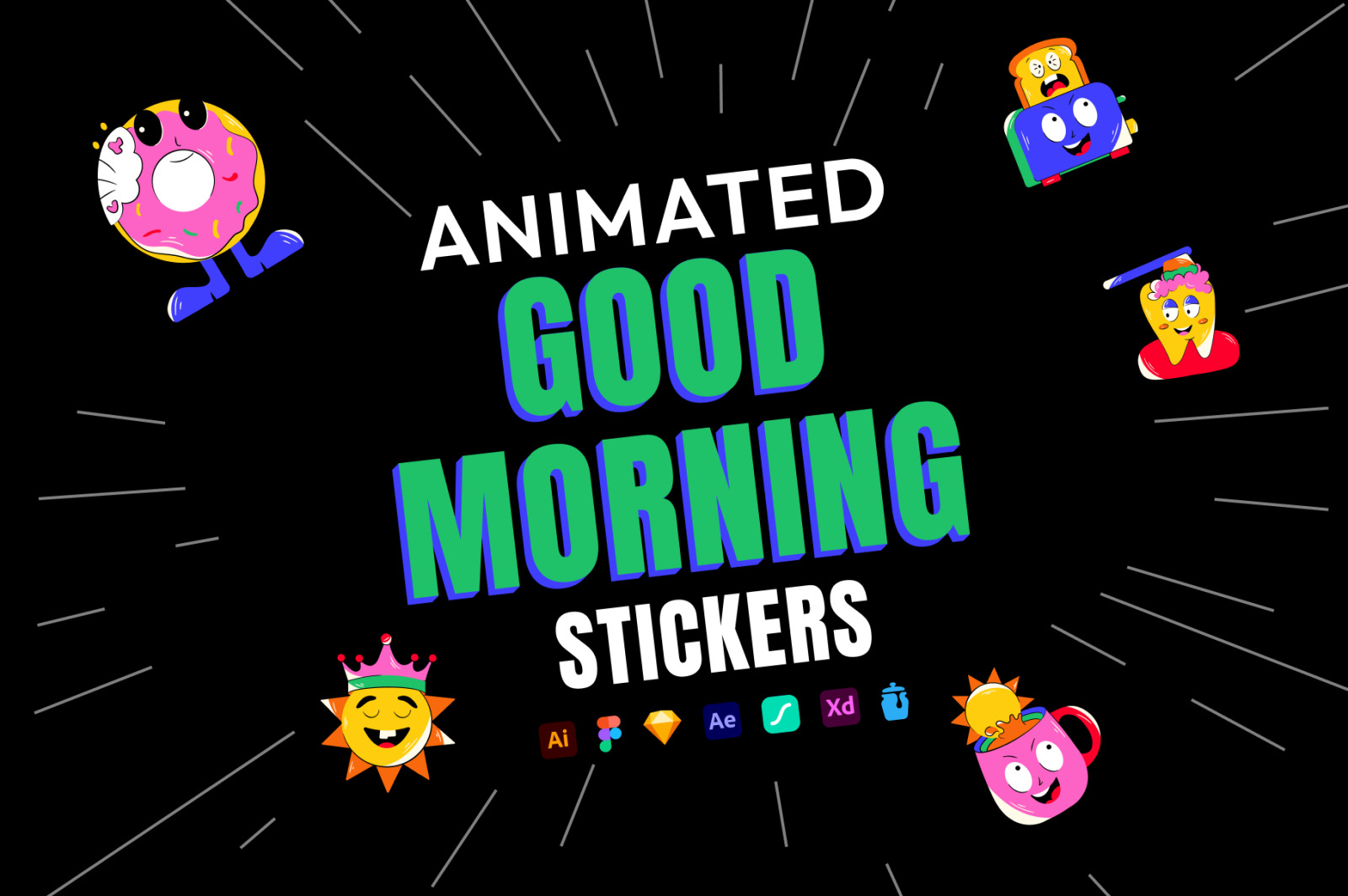 Animated Good Morning Stickers On Yellow Images Creative Store 117050
