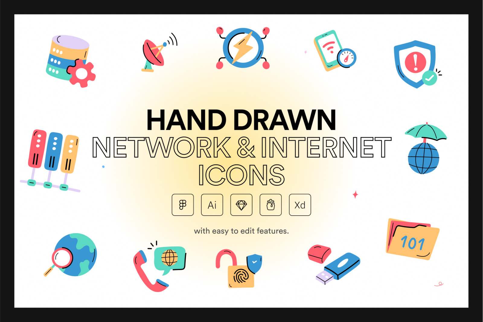 Hand Drawn Network and Internet Icons