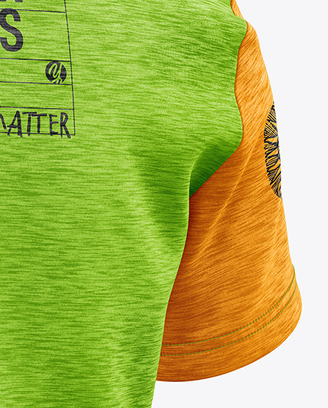 Melange T-Shirt Mockup - Back Half Side View