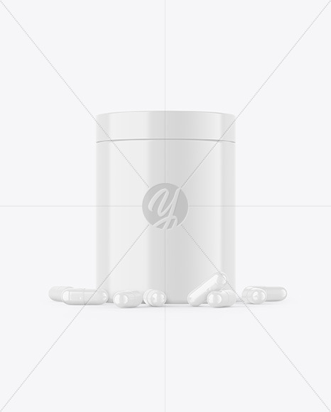 Glossy Jar With Pills Mockup