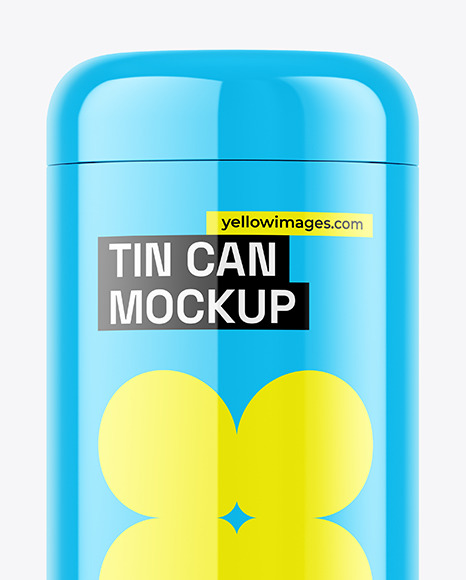 Glossy Tin Can Mockup