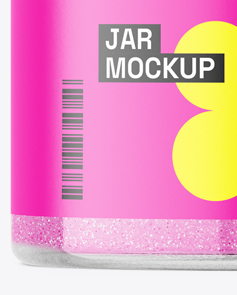 Clear Glass Glitter Jar Mockup