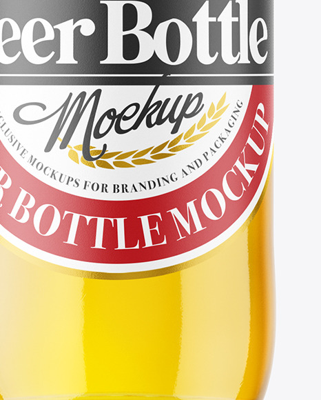 Clear Glass Beer Bottle Mockup