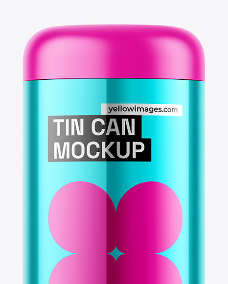 Glossy Metallic Tin Can Mockup