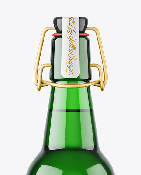 Green Glass Beer Bottle Mockup