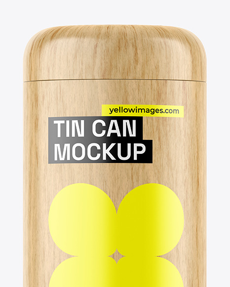 Light Wood Tin Can Mockup