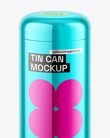 Glossy Metallic Tin Can Mockup