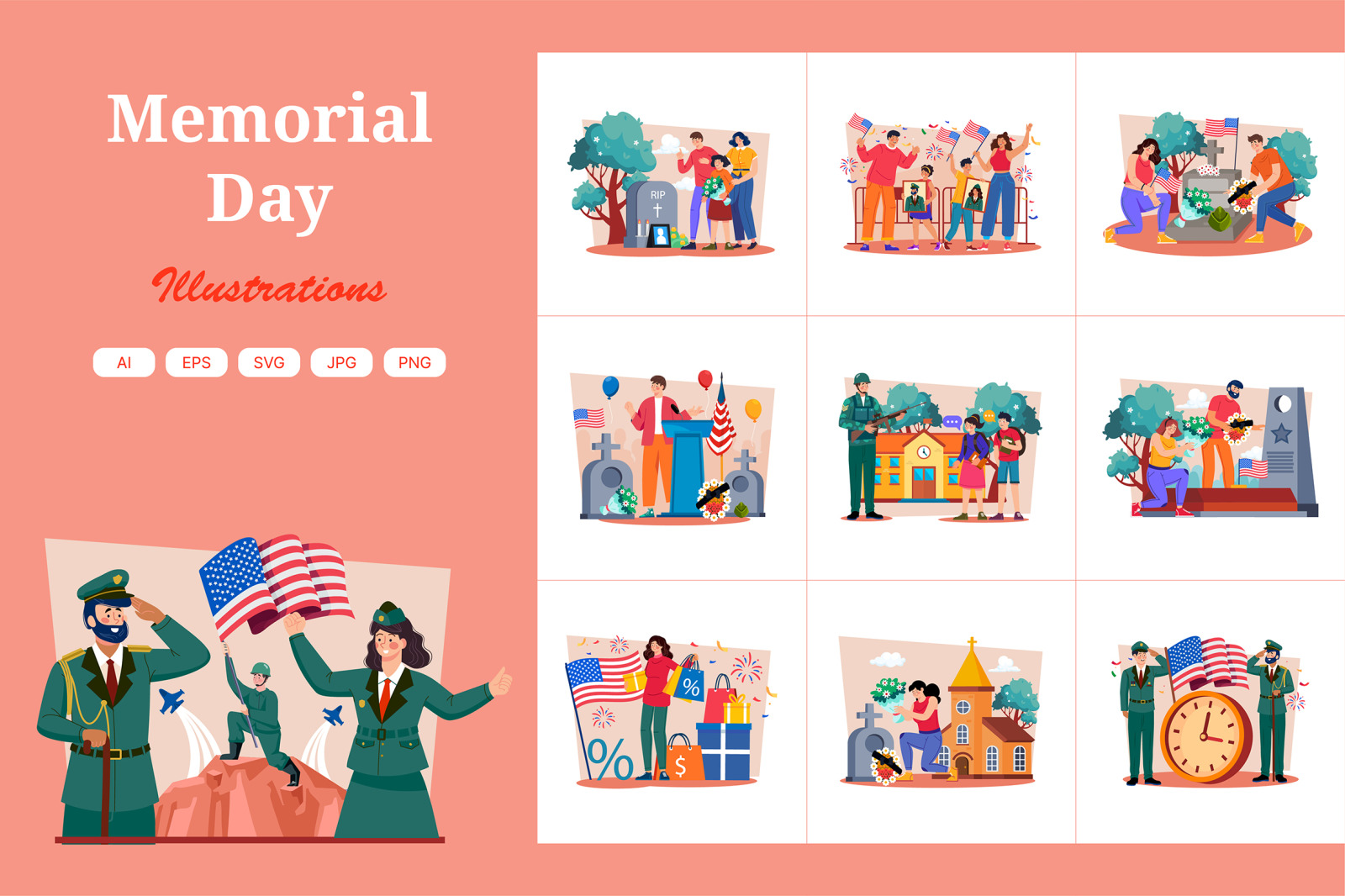 M718_Memorial Day Illustration Pack