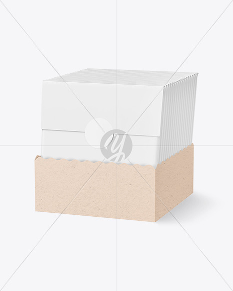 Kraft Cardboard Box with Envelopes Mockup