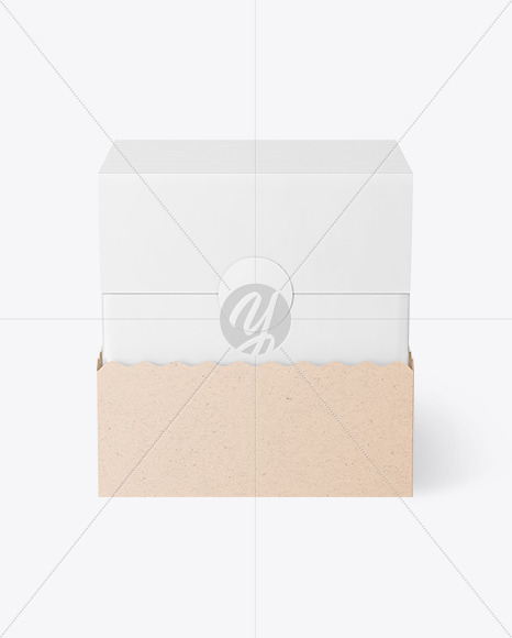 Kraft Cardboard Box with Envelopes Mockup