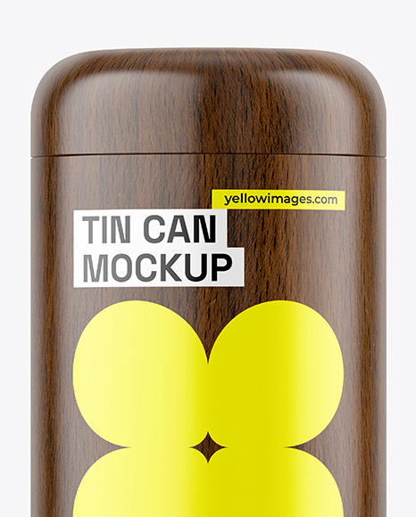 Dark Wood Tin Can Mockup