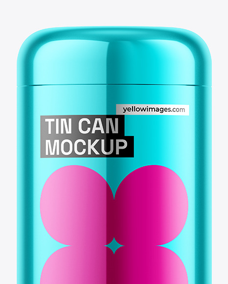 Glossy Metallic Tin Can Mockup
