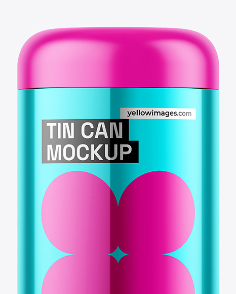 Glossy Metallic Tin Can Mockup