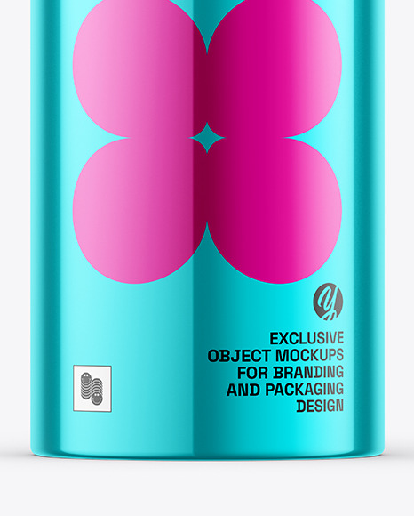Glossy Metallic Tin Can Mockup