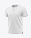 Quarter Zip Men&#039;s T-Shirt Mockup - Half Side View