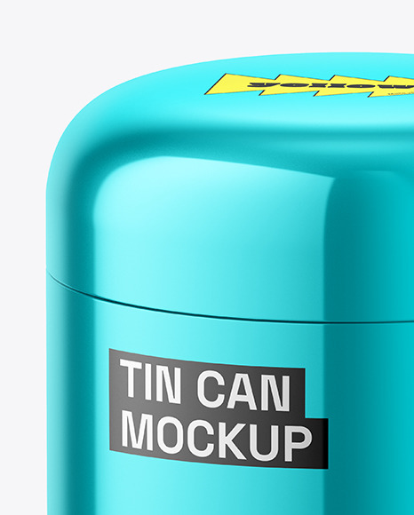 Glossy Metallic Tin Can Mockup