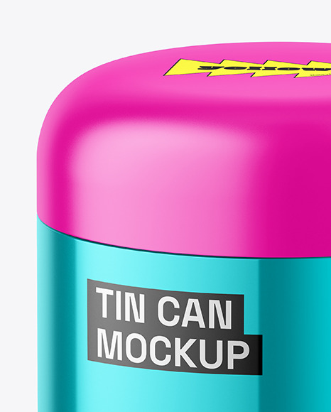 Glossy Metallic Tin Can Mockup