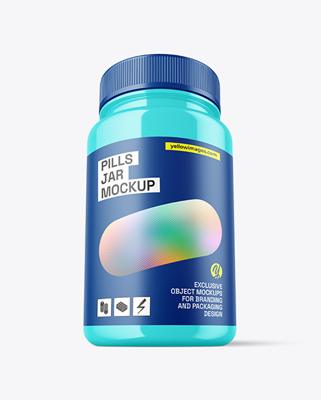 Glossy Pills Jar Mockup