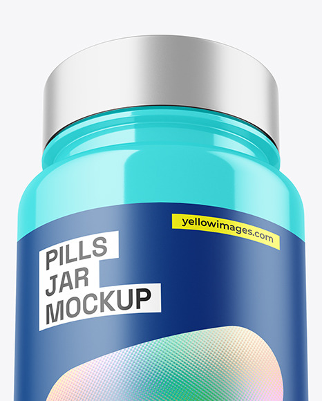 Glossy Pills Jar Mockup